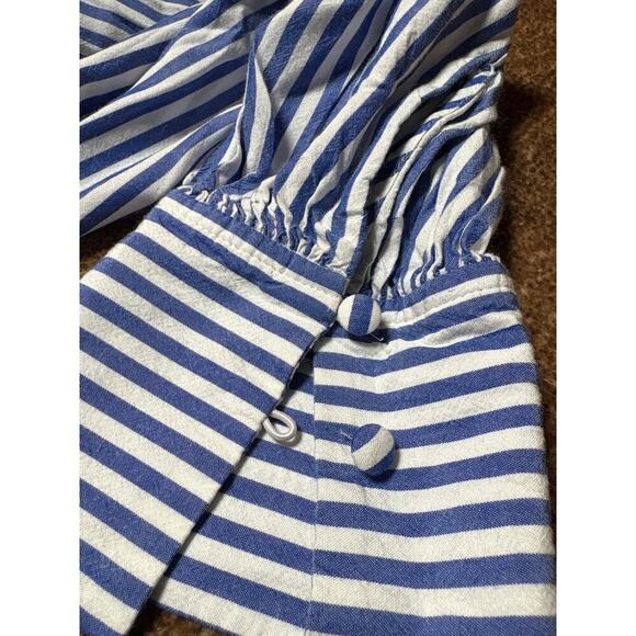 Loft Blue Striped Viscose Tunic Blouse – Size L Preppy Coastal Style - Picture 3 of 5